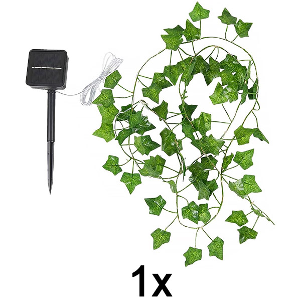 1x Luci solari con foglie di edera artificiale (5 m) | LEAFGLO