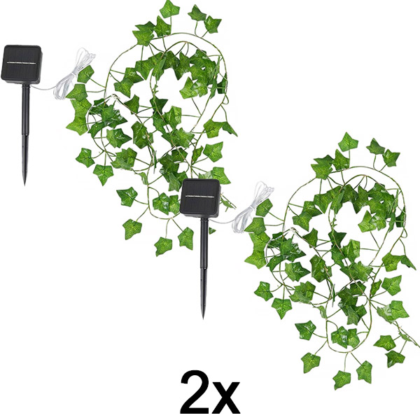 2x Luci solari con foglie di edera artificiale (5 m) | LEAFGLO