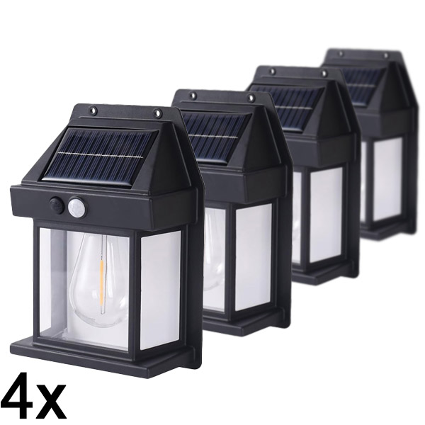 4x Luce solare con sensori di movimento per esterni | FLUXLAMP