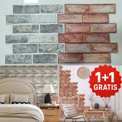 Carta da parati autoadesiva in mattoni (20 pezzi/1,8 m²) | NYBRICK 10+10 GRATIS