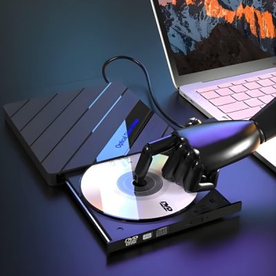Lettore DVD esterno + Hub USB a 4 porte con lettore di schede SD e porta USB-C | LAPDISC