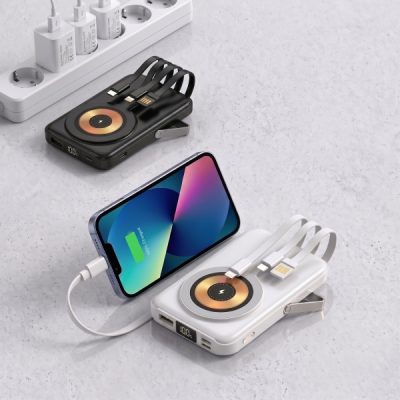Power bank wireless magnetico - 10.000 mAh, 4 cavi, supporto | ULTICHARG