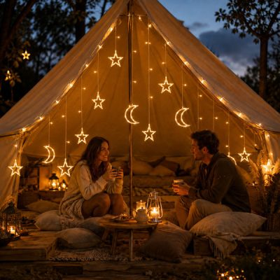 Catena luminosa da esterno con stelle e luna - 3 m, bianco caldo | STARRYSKY